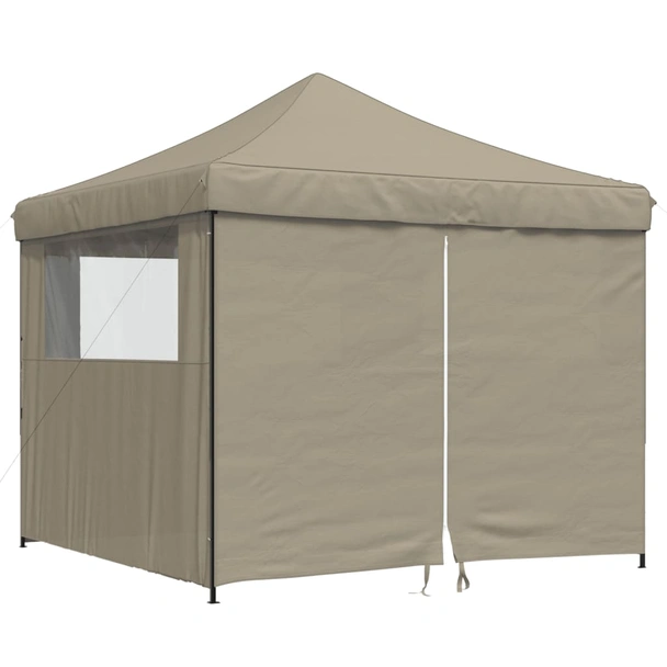 Pop-up парти шатра 2,9 x 2,9 м таупе — оксфорд с PVC — 4 стени — стомана - Image 2