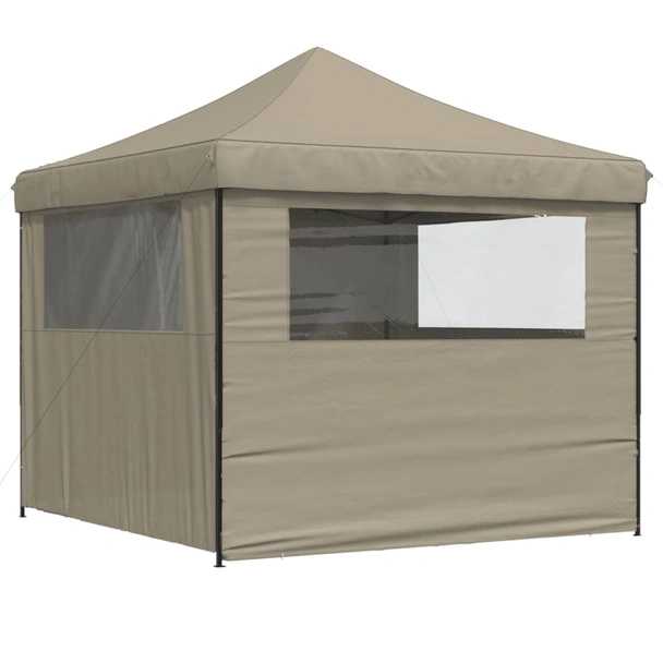 Pop-up парти шатра 2,9 x 2,9 м таупе — оксфорд с PVC — 4 стени — стомана - Image 5
