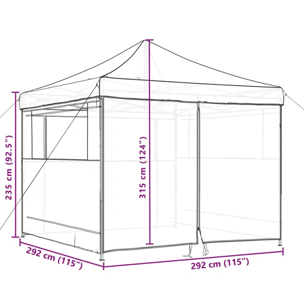 Pop-up парти шатра 2,9 x 2,9 м таупе — оксфорд с PVC — 4 стени — стомана - Image 10