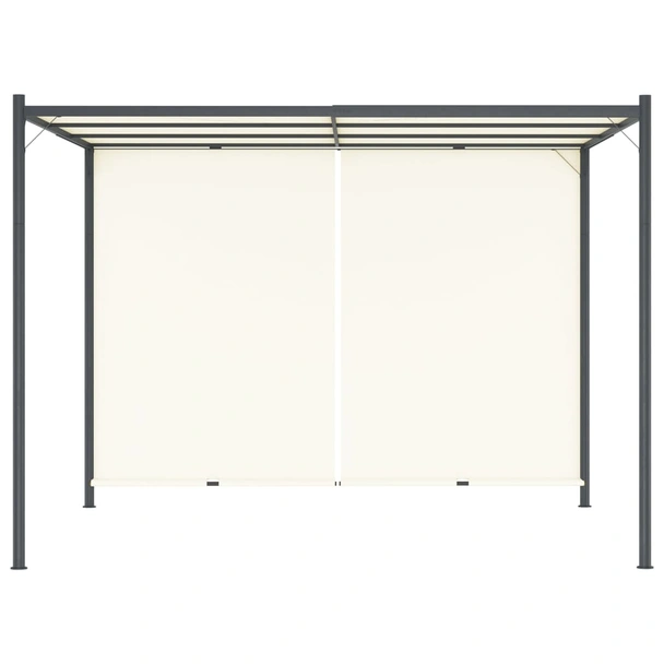 Пергола с регулируем покрив, кремавобяла, 3х3 м, стомана -VL49323 - Image 4