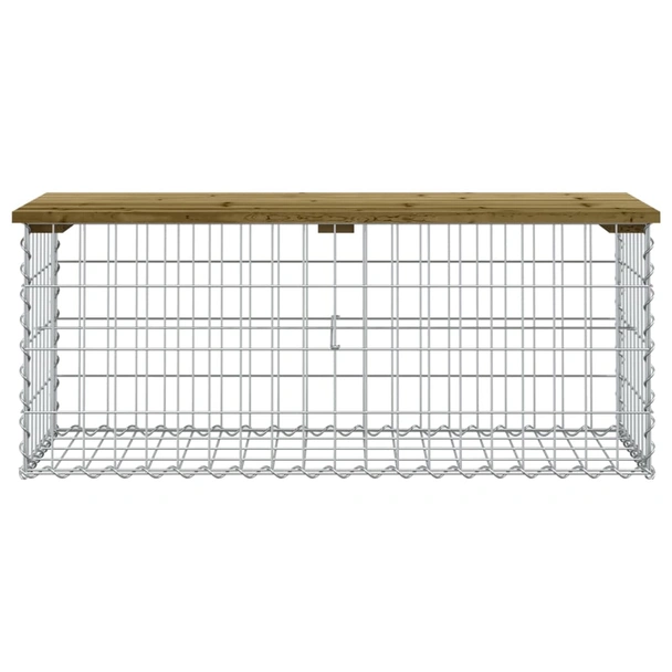 Градинска пейка 103x44x42 см — импрегниран бор — с габион - Image 3