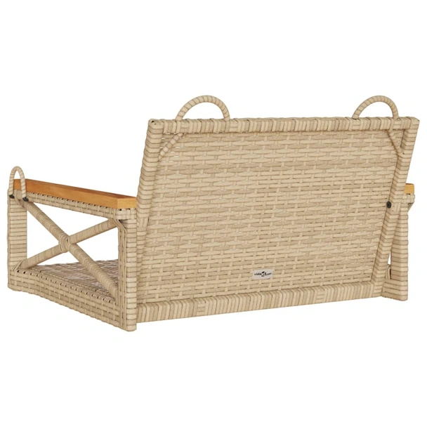 Висяща пейка-люлка 63 x 62 x 40 см бежова — PE ратан — стоманена рамка - Image 6