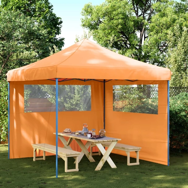 Pop-up парти шатра 2,9 x 2,9 м оранжева — оксфорд с PVC — 2 стени — стомана