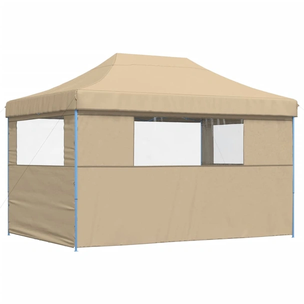Pop-up парти шатра 4,1 x 2,8 м бежова — оксфорд с PVC — 3 стени — стомана - Image 5