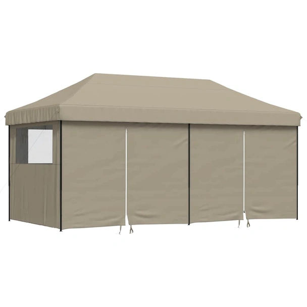 Pop-up парти шатра 5,8 x 2,9 м таупе оксфорд с PVC — 4 стени — стомана - Image 2