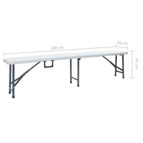 Сгъваеми градински пейки 180 см бели — HDPE — 2 бр — стоманена рамка - Image 8