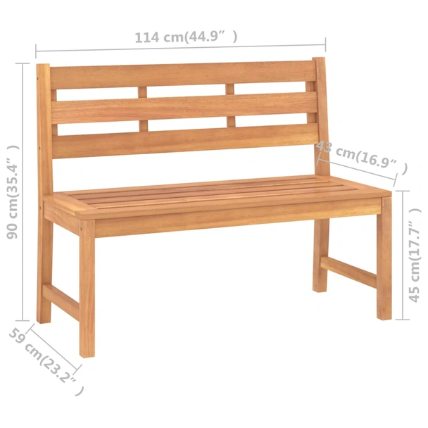 Градинска пейка 114x59x90 см кафява — тиково дърво масив - Image 7