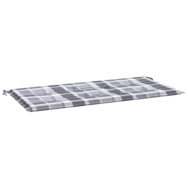 Възглавница за пейка 120x50x4 см сиво каре — оксфорд плат — дунапрен - Image 2