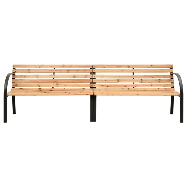Двойна градинска пейка 225 × 54 × 73 см кафява — чам масив — стомана - Image 2