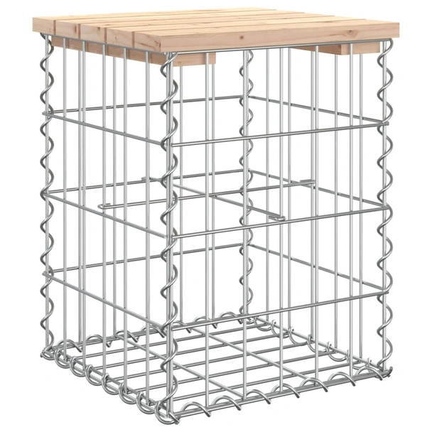 Градинска пейка с габион 33×31×42 см — борово дърво — поцинкована стомана - Image 5