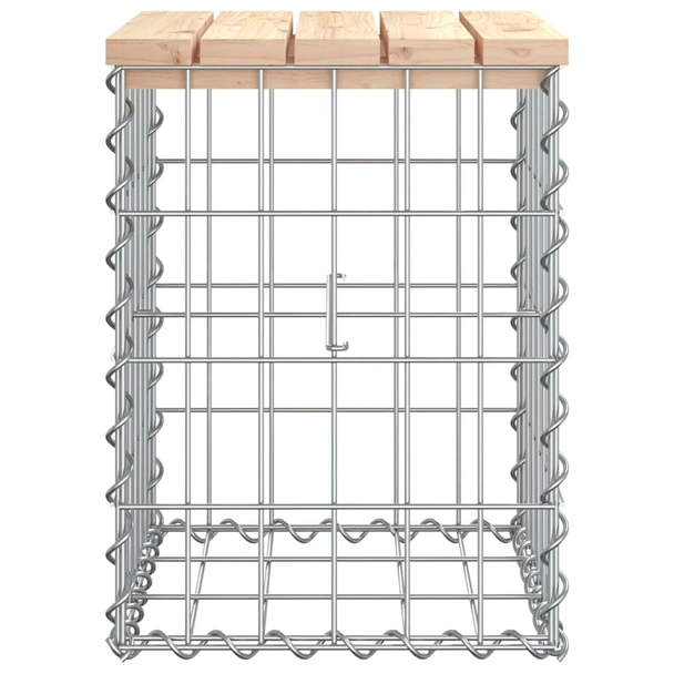 Градинска пейка с габион 33×31×42 см — борово дърво — поцинкована стомана - Image 4