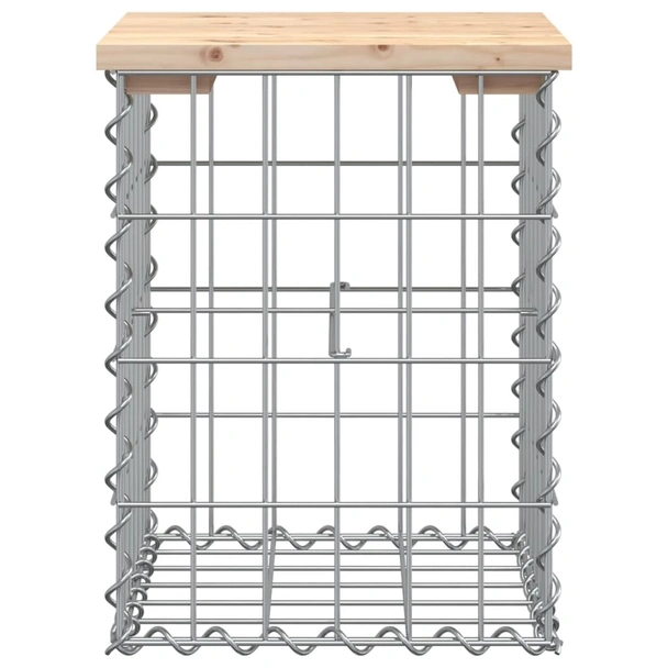 Градинска пейка с габион 33×31×42 см — борово дърво — поцинкована стомана - Image 3