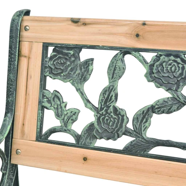 Градинска пейка 122 × 51 × 73 см кафява — дърво и ковано желязо с PVC облегалка - Image 5