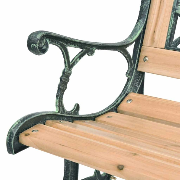 Градинска пейка 122 × 51 × 73 см кафява — дърво и ковано желязо с PVC облегалка - Image 4