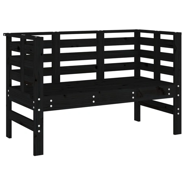 Градинска пейка 111,5×53×71 см черна — борово дърво масив - Image 2