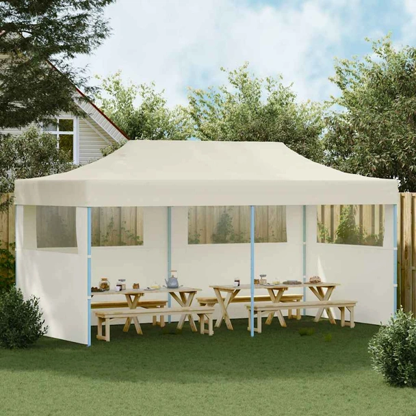 Pop-up парти шатра 5,8 x 2,9 м кремава — полиестер с PVC — 1 стена — стомана - Image 3