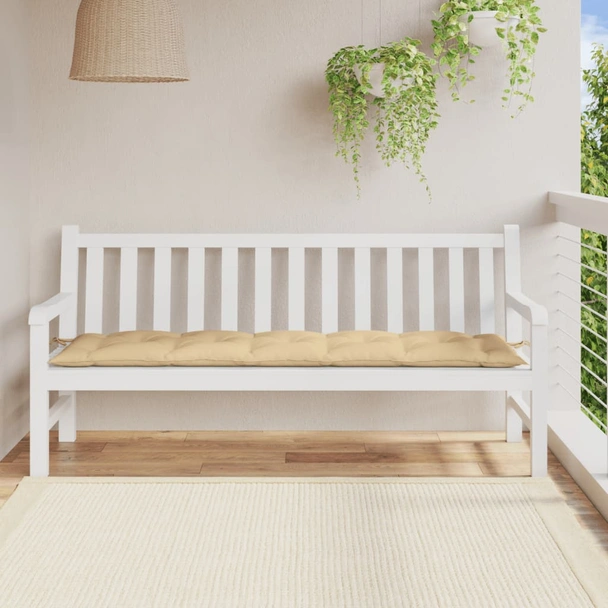 Възглавница за пейка 180x50x7 см меланж бежова — 100% полиестер - Image 3