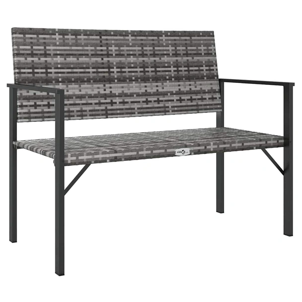 2-местна градинска пейка 109×62×88 см сива — PE ратан - Image 2