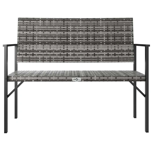 2-местна градинска пейка 109×62×88 см сива — PE ратан - Image 3