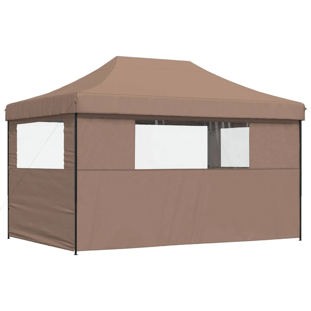 Pop-up парти шатра 4,4 x 2,9 м кафява — оксфорд с PVC — 3 стени — стомана - Image 5