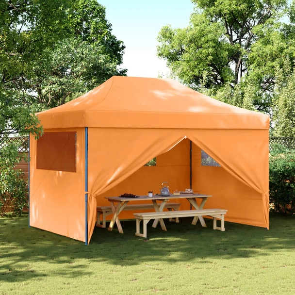 Pop-up парти шатра 4,1 x 2,8 м оранжева — оксфорд с PVC — 4 стени — стомана