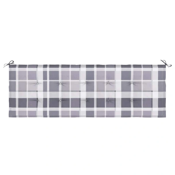 Възглавница за пейка 150x50x4 см сиво каре — оксфорд плат - Image 4