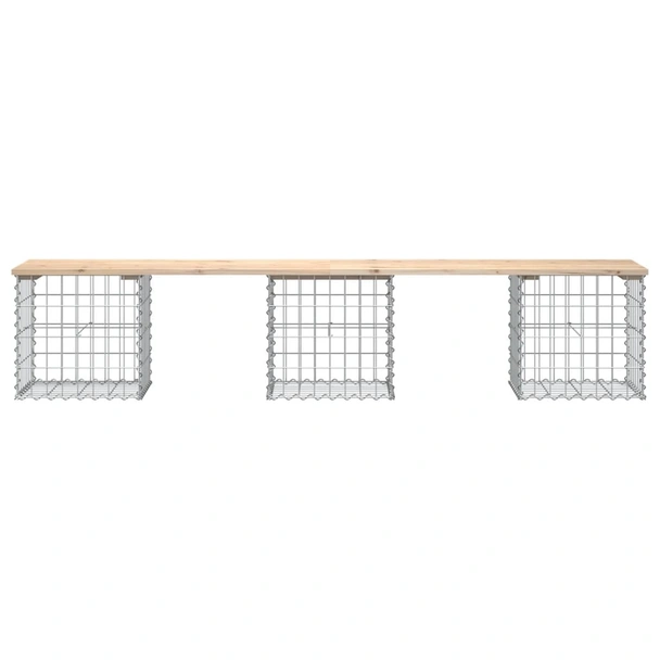 Градинска пейка 203x44x42 см — бор масив — с габион - Image 3