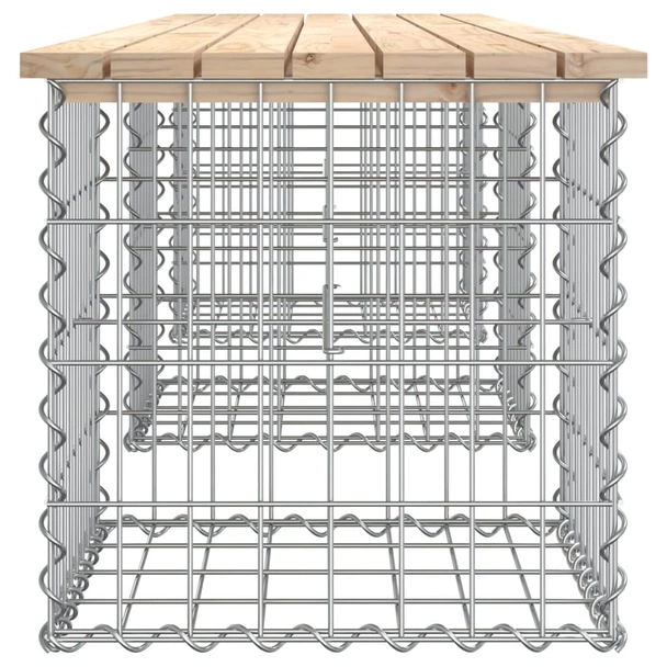 Градинска пейка 203x44x42 см — бор масив — с габион - Image 4