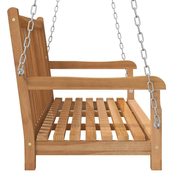 Висяща пейка-люлка 114×60×64 см кафява — масивно тиково дърво - Image 5