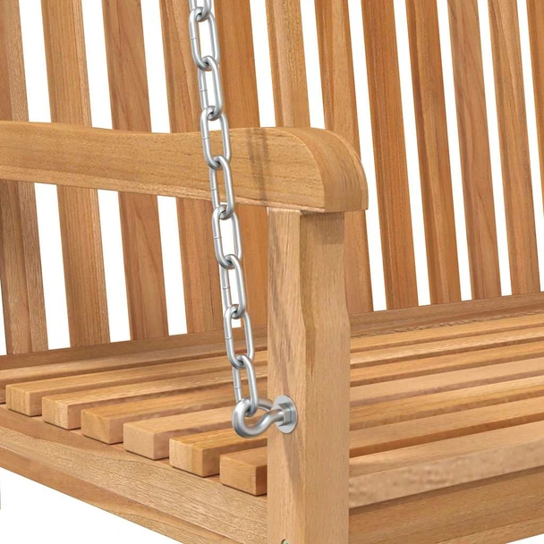 Висяща пейка-люлка 114×60×64 см кафява — масивно тиково дърво - Image 6
