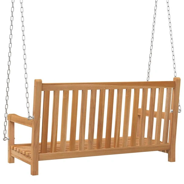 Висяща пейка-люлка 114×60×64 см кафява — масивно тиково дърво - Image 4