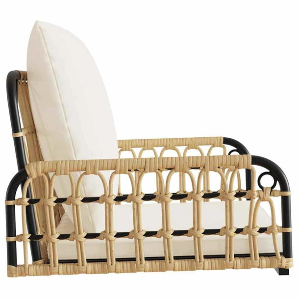 Стол-люлка 60x58x39 см кафяв — PE ратан — с възглавници — стоманена рамка - Image 6