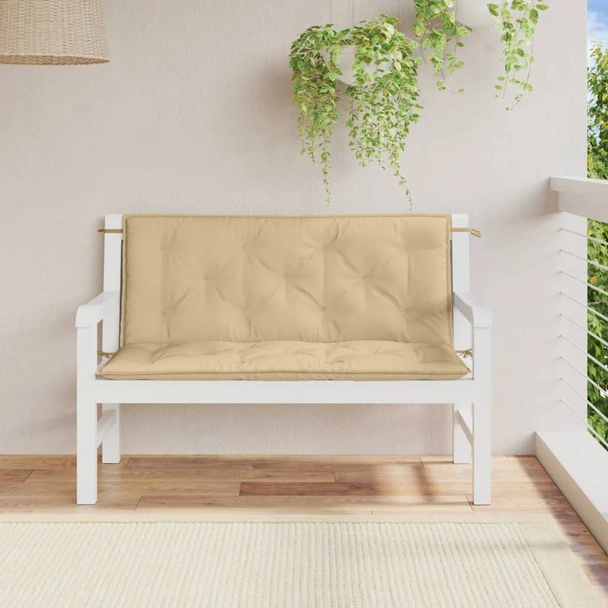Възглавници за пейка 120x50x7 см бежови — комплект 2 бр - Image 3
