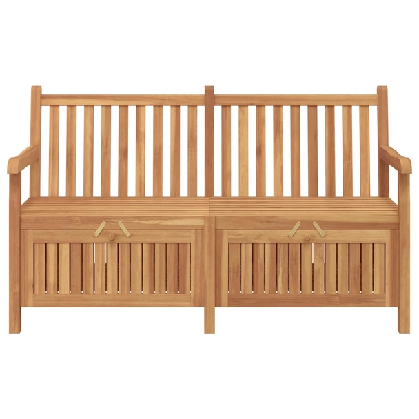 Градинска пейка с ракла 150×60×90 см — масивна тика — 2 врати - Image 3