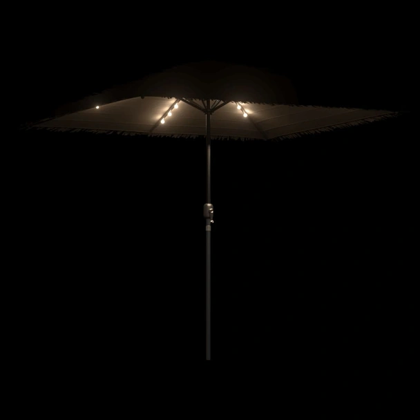 Градински чадър 2.5 x 2.5 x 2.5 м кафяв — слама — с LED — стоманена рамка - Image 8
