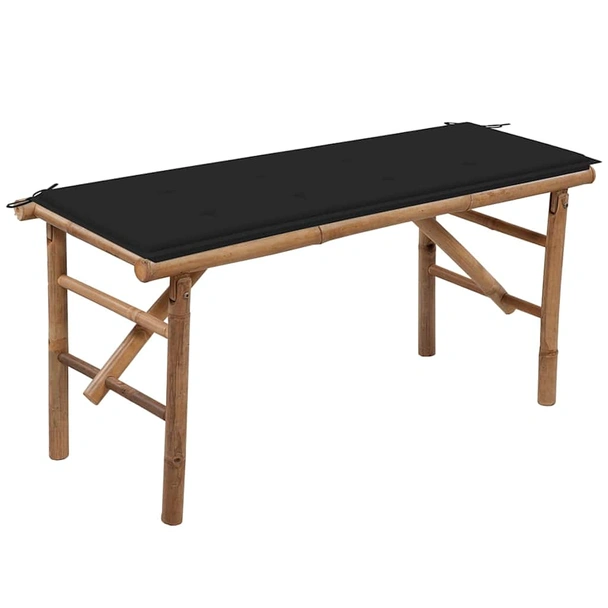 Сгъваема пейка 118x38x45 см кафява — бамбук — черна (4 см)