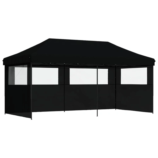 Pop-up парти шатра 5,8 x 2,9 м черна — оксфорд с PVC — 3 стени — стомана - Image 2