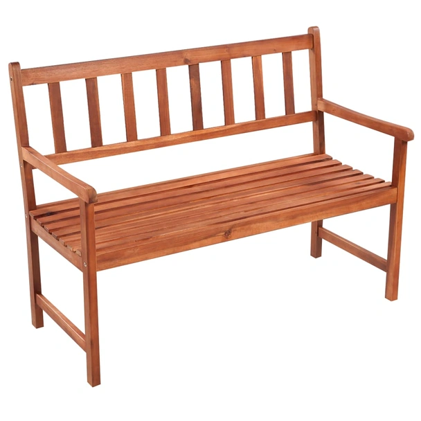 Градинска пейка 120x50x90 см кафява — акация масив — черна (7 см) - Image 2