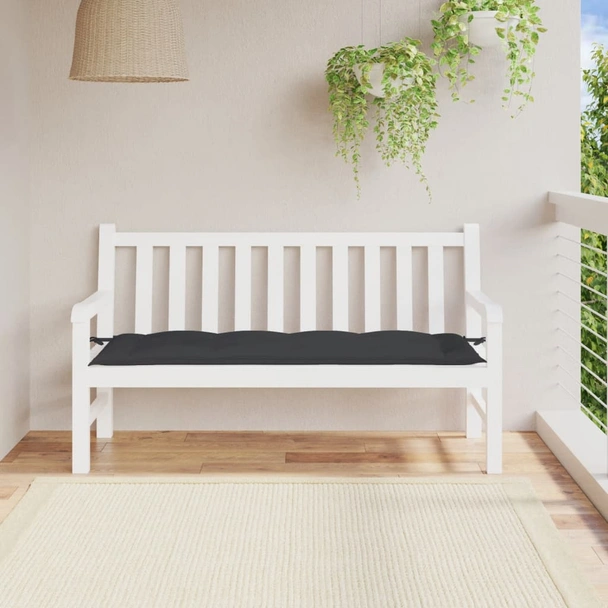 Възглавница за пейка 150x50x7 см черна — оксфорд плат