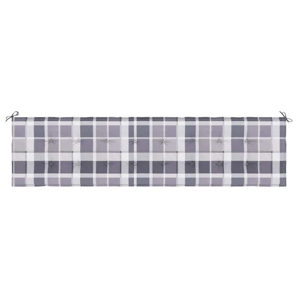 Възглавница за пейка 200x50x4 см сиво каре — оксфорд плат - Image 4