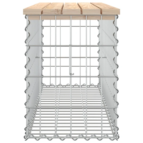 Градинска пейка 103x31,5x60 см — бор масив — с габион - Image 4