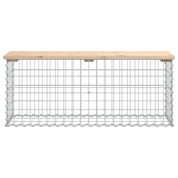 Градинска пейка 103x31,5x60 см — бор масив — с габион - Image 3