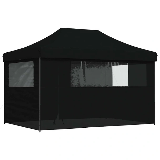 Pop-up парти шатра 4,1 x 2,8 м черна — оксфорд с PVC — 4 стени — стомана - Image 5