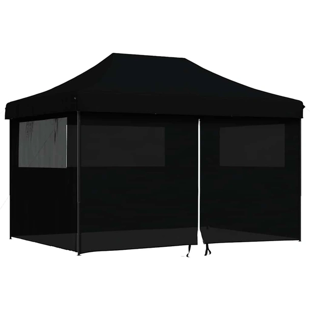 Pop-up парти шатра 4,1 x 2,8 м черна — оксфорд с PVC — 4 стени — стомана - Image 2