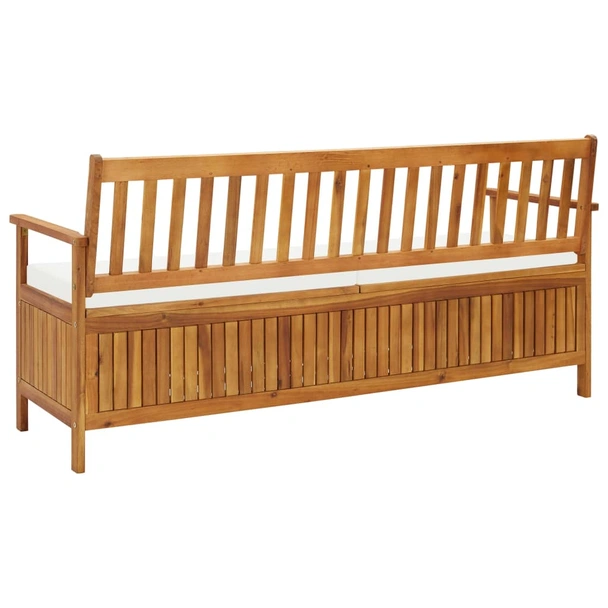 Пейка с ракла 170x63x84 см кафява — акация масив — с кремава възглавница - Image 5