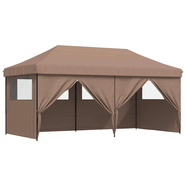 Pop-up парти шатра 5,8 x 2,9 м кафява — оксфорд с PVC — 4 стени — стомана - Image 8