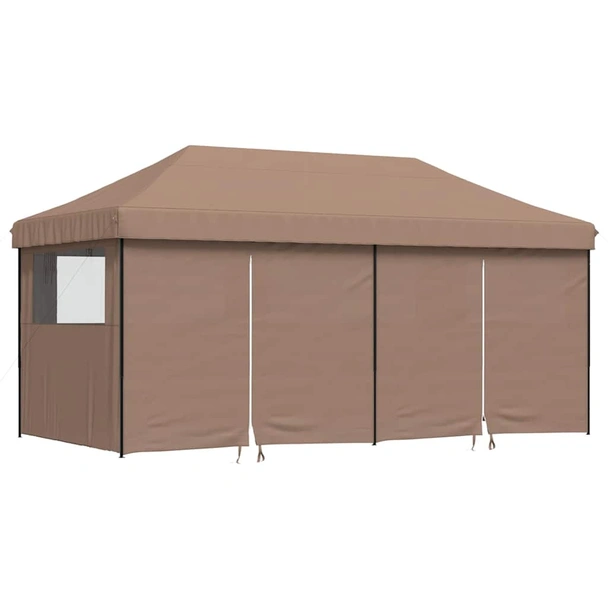 Pop-up парти шатра 5,8 x 2,9 м кафява — оксфорд с PVC — 4 стени — стомана - Image 2
