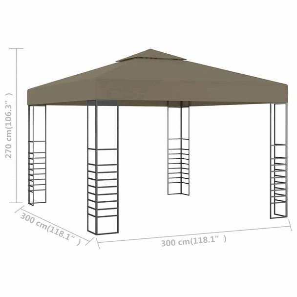 Градинска шатра 3 x 3 м таупе — полиестер 180 г/м² — стоманена рамка - Image 5