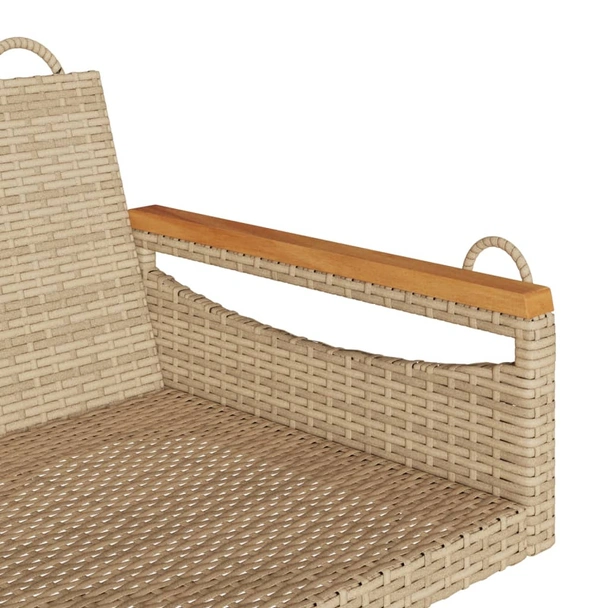Пейка-люлка 109x62x40 см бежова — PE ратан — стоманена рамка - Image 7