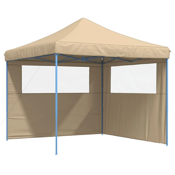 Pop-up парти шатра 2,9 x 2,9 м бежова — оксфорд с PVC — 2 стени — стомана - Image 2